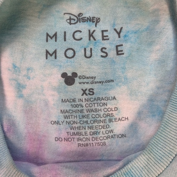 Disney Mickey Mouse Tie Dye Cropped T-shirt Size XS e11 - Picture 5 of 6